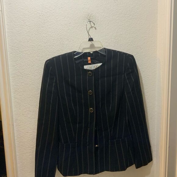 Vintage Escada Margaretha Ley Pin stripes virgin Wool Jacket blazer only 36 - Picture 6 of 11